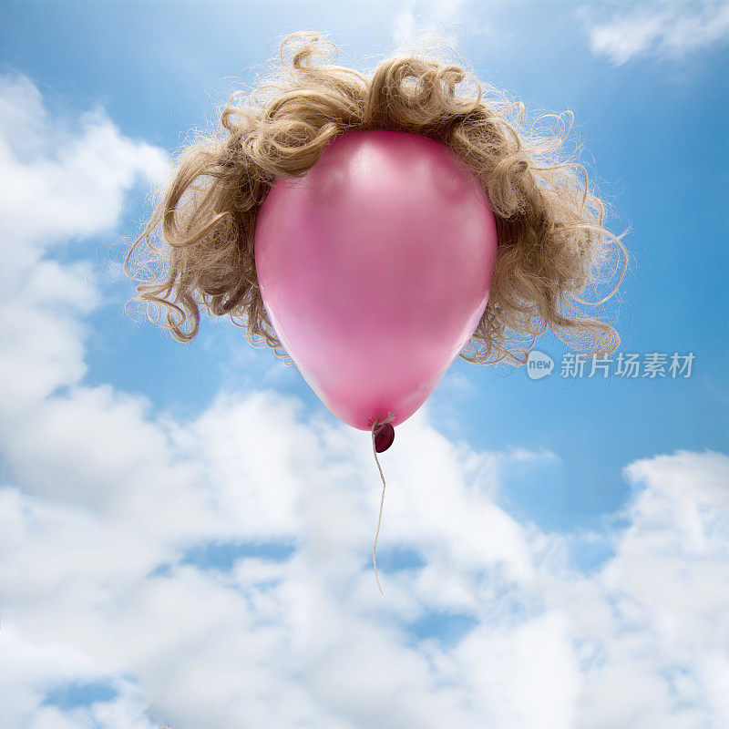 粉色气球金色假发