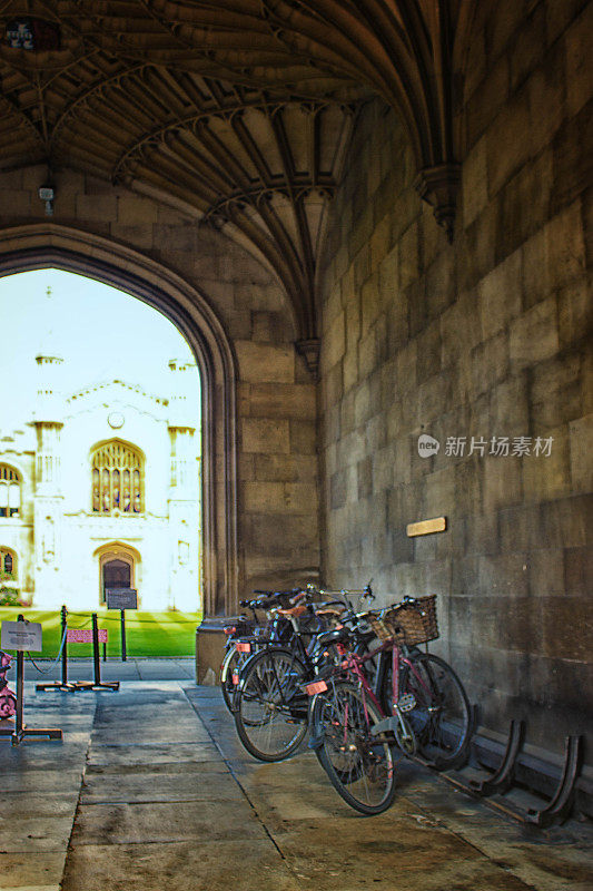 剑桥大学入口处的自行车