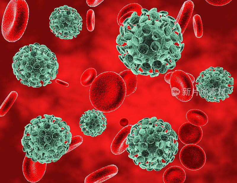 绿色病毒细胞和红血球病毒感染性疾病例证。