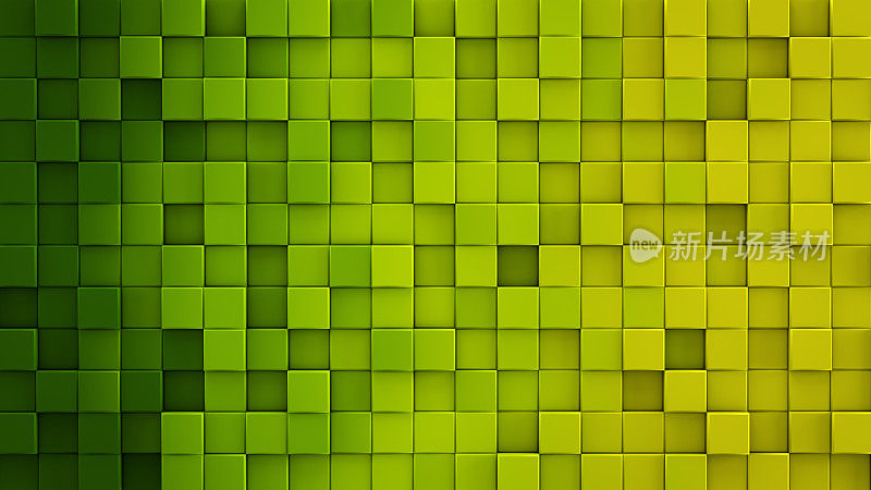 黄色绿色渐变立方体3D渲染