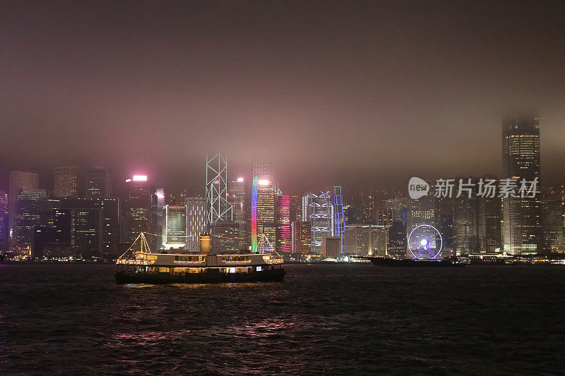 香港维多利亚港城市天际线城市夜景