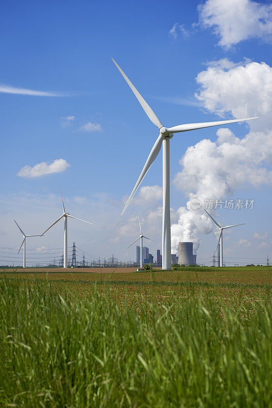风力涡轮机和燃煤发电站