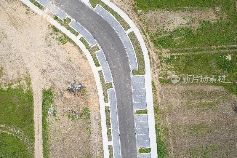 新建道路及停车场鸟瞰图