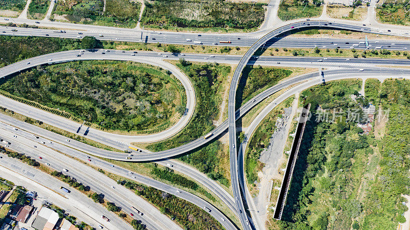 大型公路立交鸟瞰图。