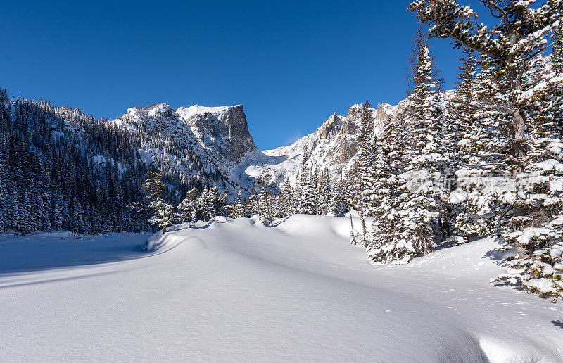 美国科罗拉多州埃斯蒂斯公园附近的落基山国家公园的极端冬季地形