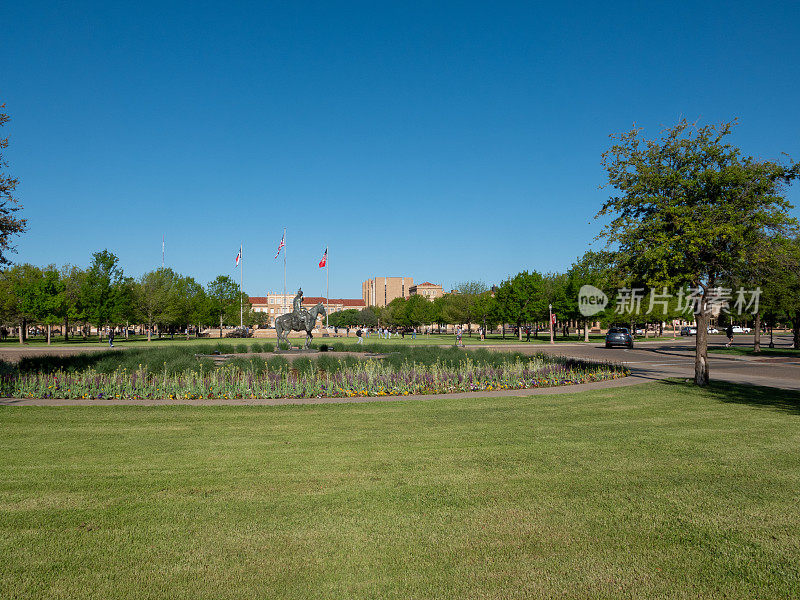 德克萨斯理工大学中央广场上的旗帜。