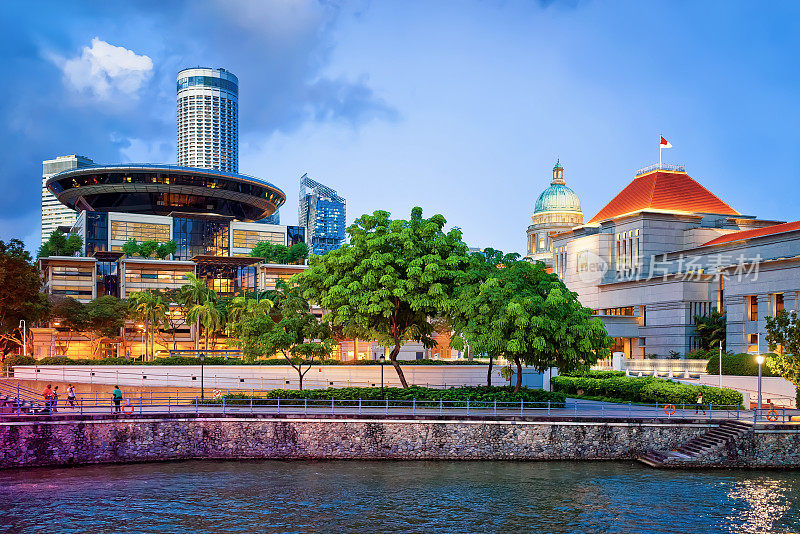 新加坡的议会和新老最高法院大楼