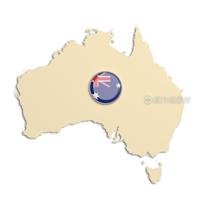 澳大利亚地图和按钮剪影