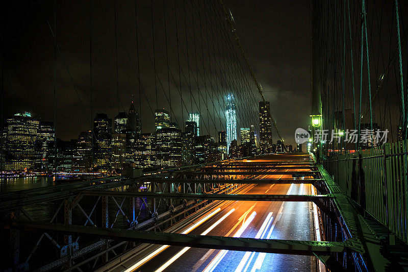 美国纽约市布鲁克林大桥上的交通状况