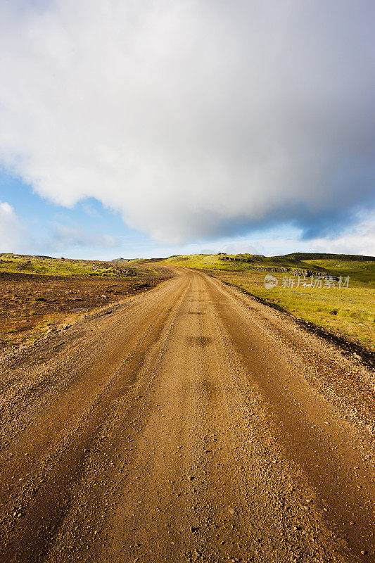 穿越冰岛风景的空旷道路