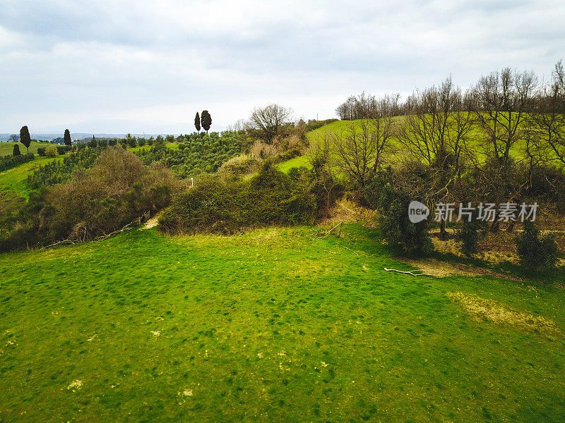 意大利托斯卡纳乡村的鸟瞰图