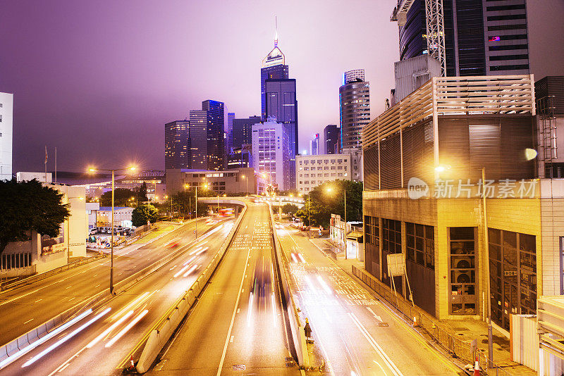 香港建筑物及街道夜景