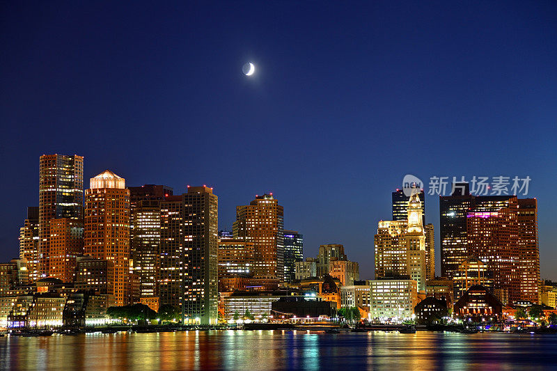 月光下的波士顿,马萨诸塞州