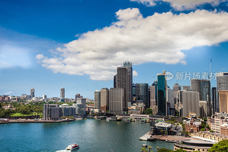 悉尼市中心和海港大桥的城市景观