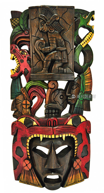 玛雅面具-手工雕刻在墨西哥