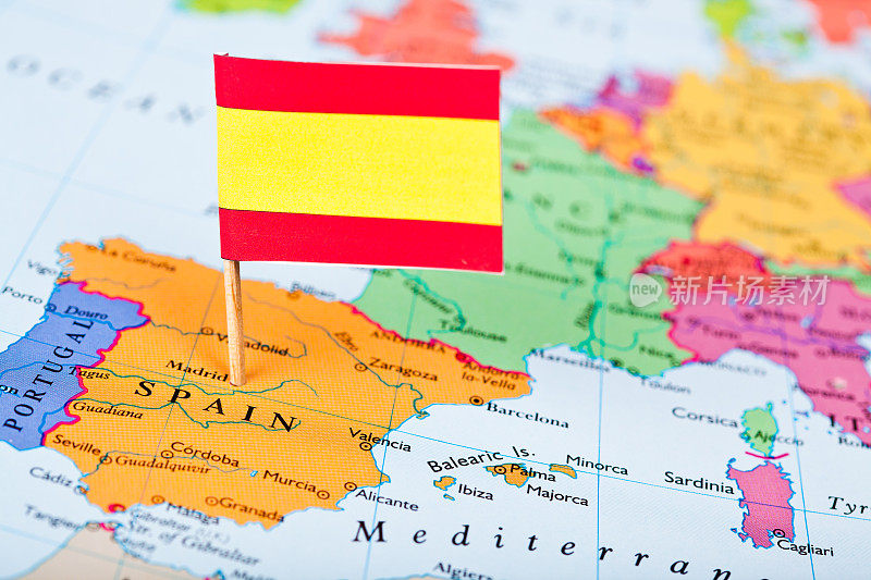 西班牙地图和旗帜