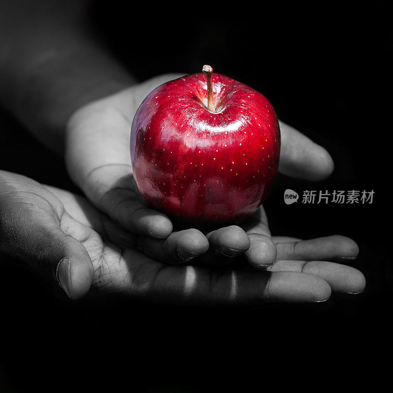 拿着一个红苹果，禁果
