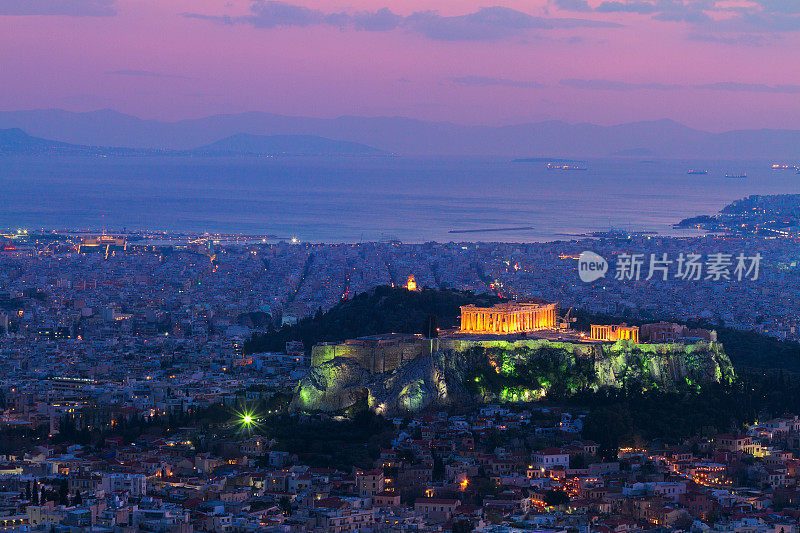 雅典夜景，希腊