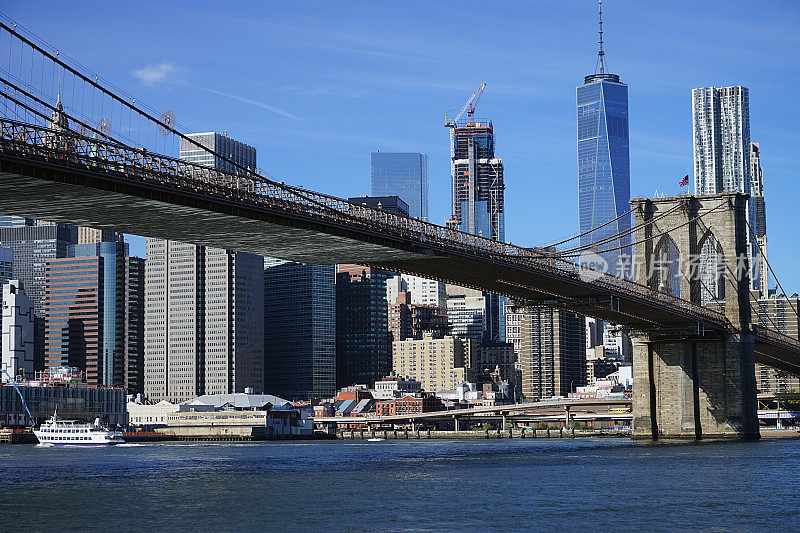 布鲁克林大桥，纽约，曼哈顿，哈德逊河
