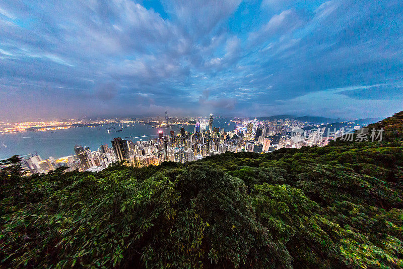 香港暮光全景图