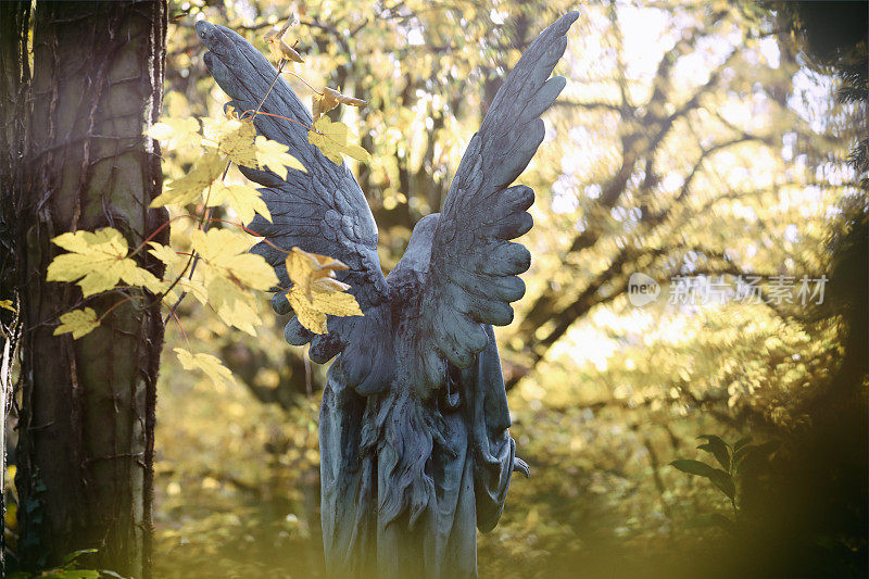 墓地上的古代天使雕像