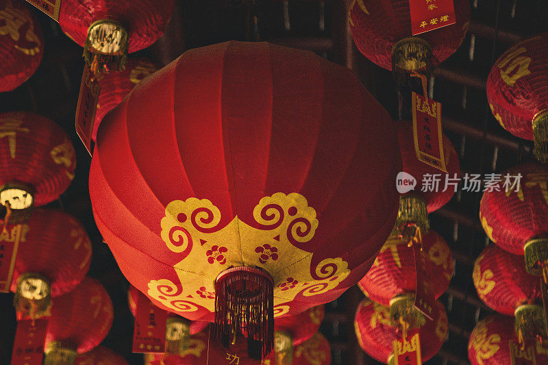 中国上海玉佛寺的纸灯笼