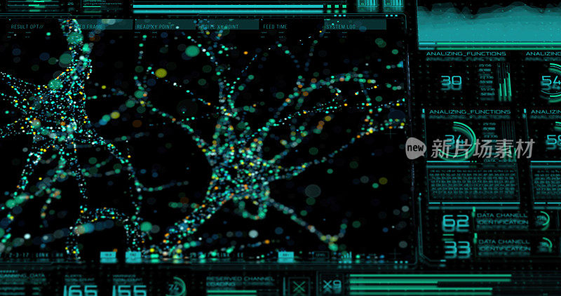 未来的医疗数字接口，神经连接的研究和扫描。