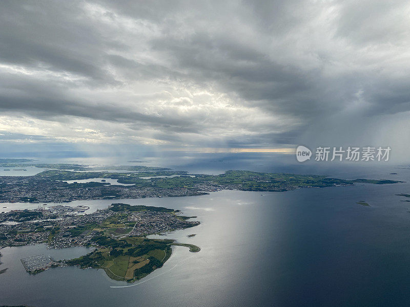 挪威斯塔万格峡湾和城市的鸟瞰图