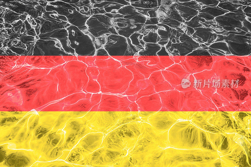 德国(Deutschland)国旗带有抽象霓虹灯光水效果