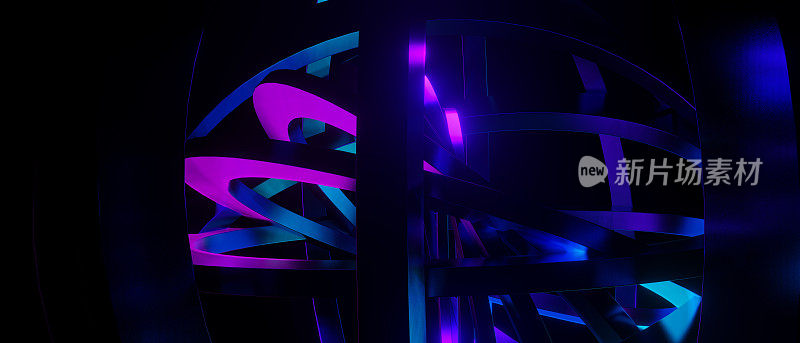 抽象优雅的重叠线条或形状紫罗兰背景3D插图