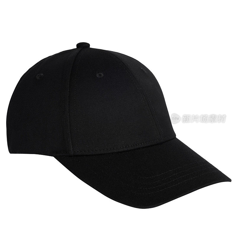 现代黑色棒球帽孤立的白色背景