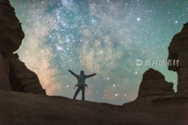 中国新疆哈密雅丹星空与银河