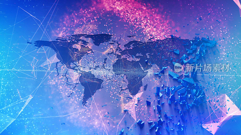 世界地图，全球业务，全球，地图，区块链