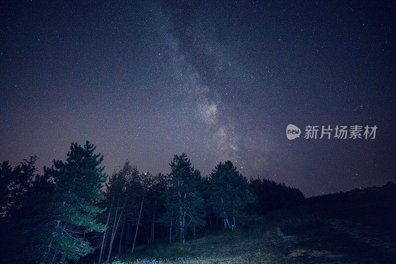 夜景与星星和银河