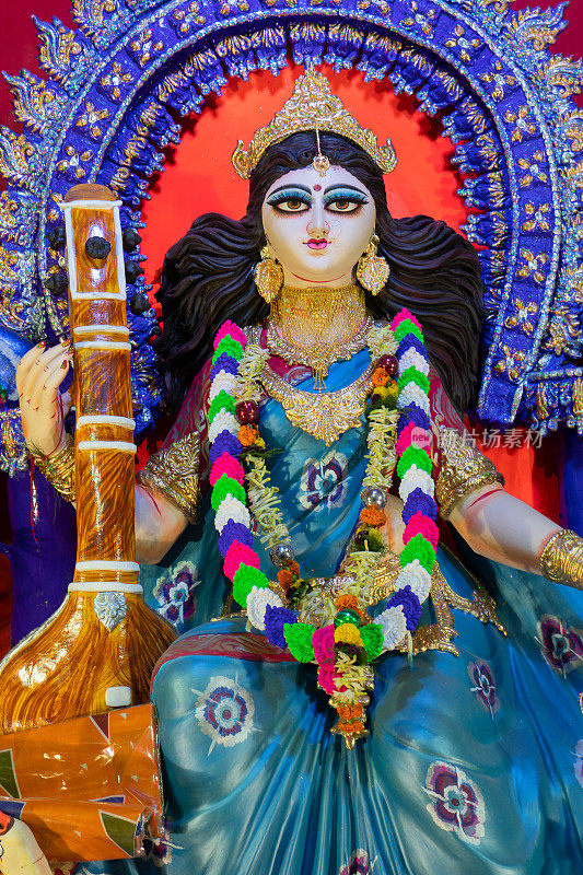 女神Saraswati，加尔各答，印度