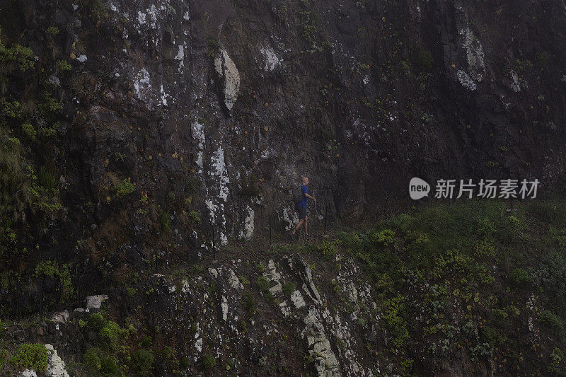 沿着峡谷行走的人