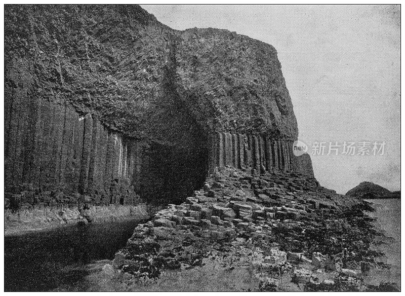 世界地标的古老照片(大约1894年):芬格尔洞穴，苏格兰
