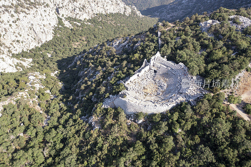 Termessos古城和剧院无人机拍摄的4K镜头