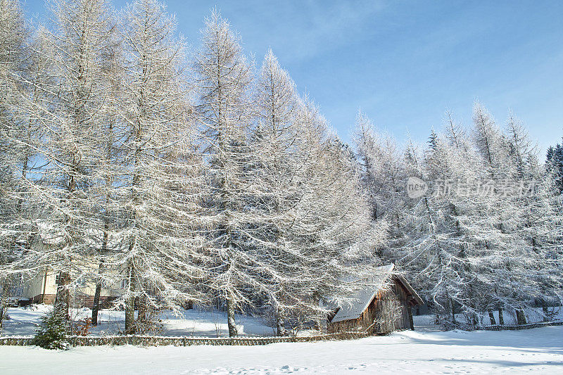 雪景带小房子
