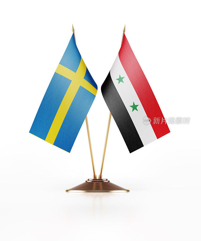 瑞典和叙利亚的微型国旗