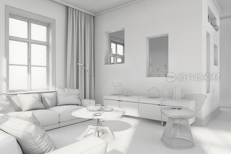 室内设计公寓白色模板