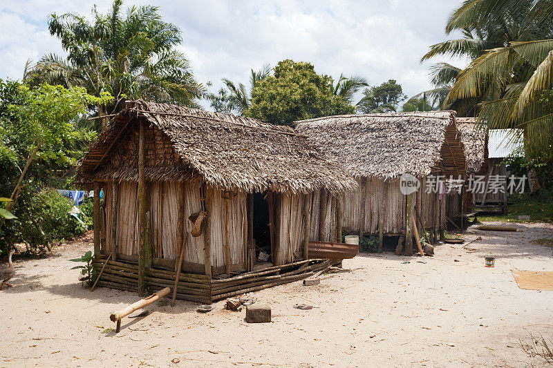 马达加斯加Maroantsetra地区的非洲马达加斯加小屋
