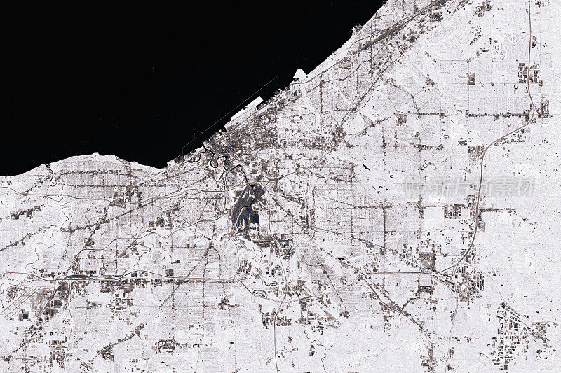克利夫兰抽象城市地图黑白