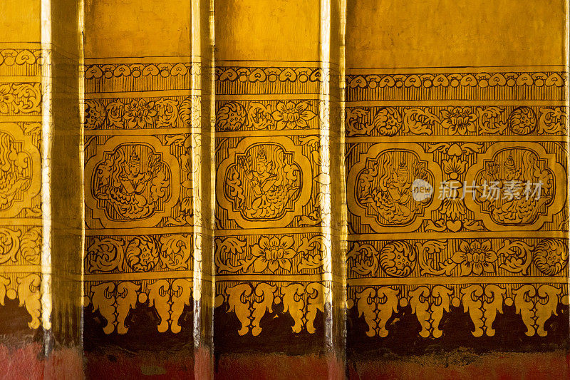 缅甸寺庙墙壁的细节