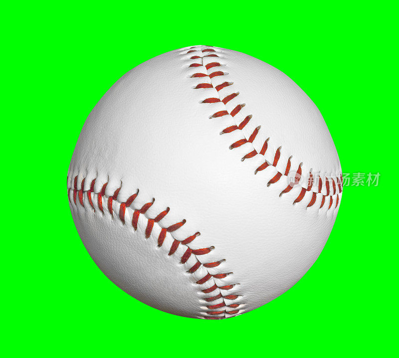 棒球与色度键绿色背景隔离