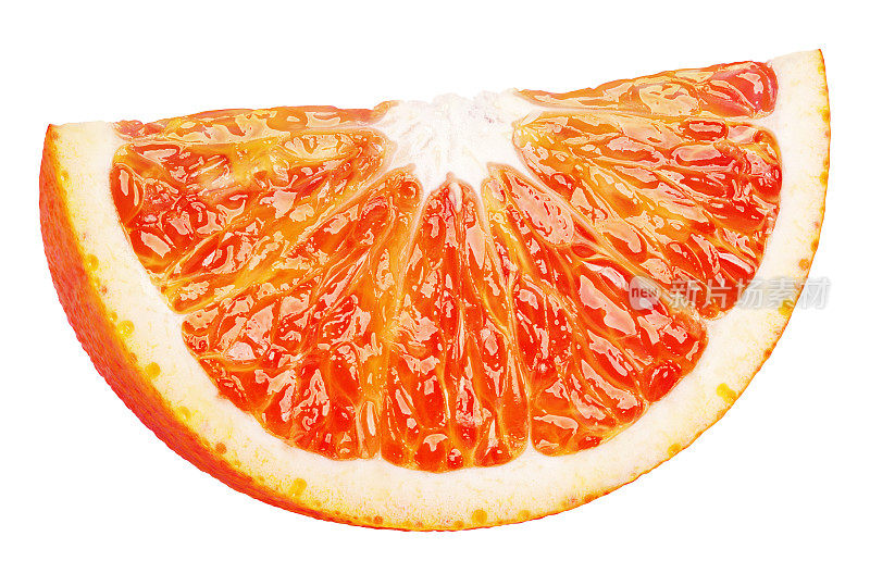 分离于白色上的血红色橙色柑橘果实的楔形