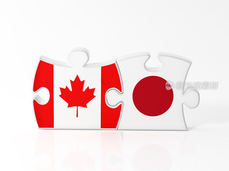 有加拿大和日本国旗纹理的拼图