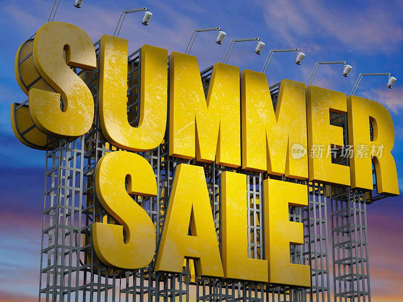 带有聚光灯的夏季大甩卖路标