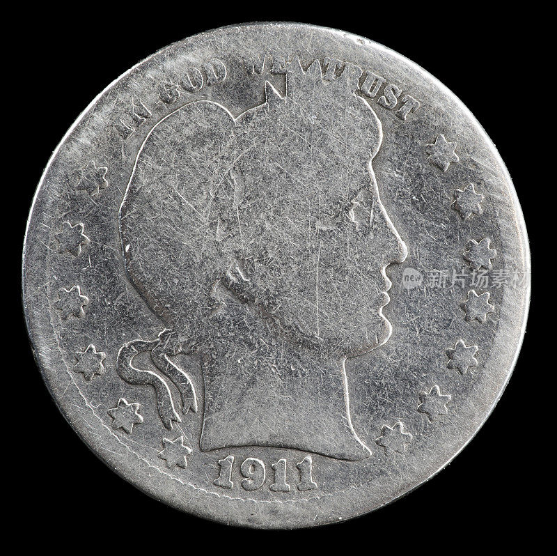 1911年大量佩戴的理发师自由头银硬币。
