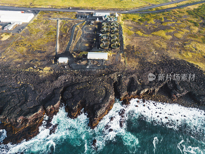 冰岛渔场的鸟瞰图